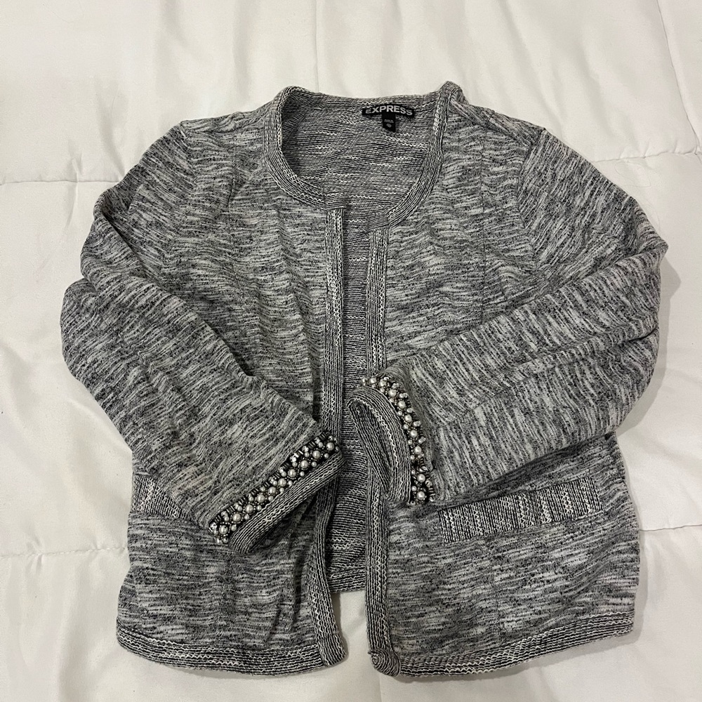 Express Gray Blazer with pearl beading detail- size XS